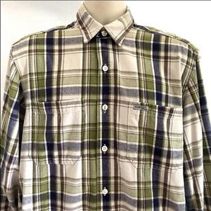 GUESS Jeans Plaid Flannel LS Button Front Shirt L